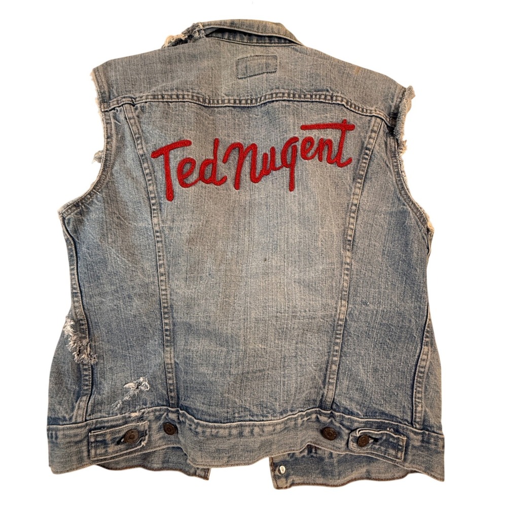 Vintage Levi's Denim Vest Iron Maiden Ted Nugent Patches Mens‎ - Picture 5 of 13